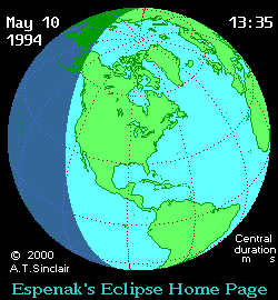 Солнечное затмение 10.05.1994 21:12:26 в Краснодаре