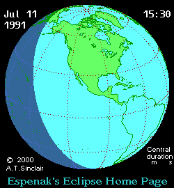 Солнечное затмение 12.07.1991 01:07:01 в Астане